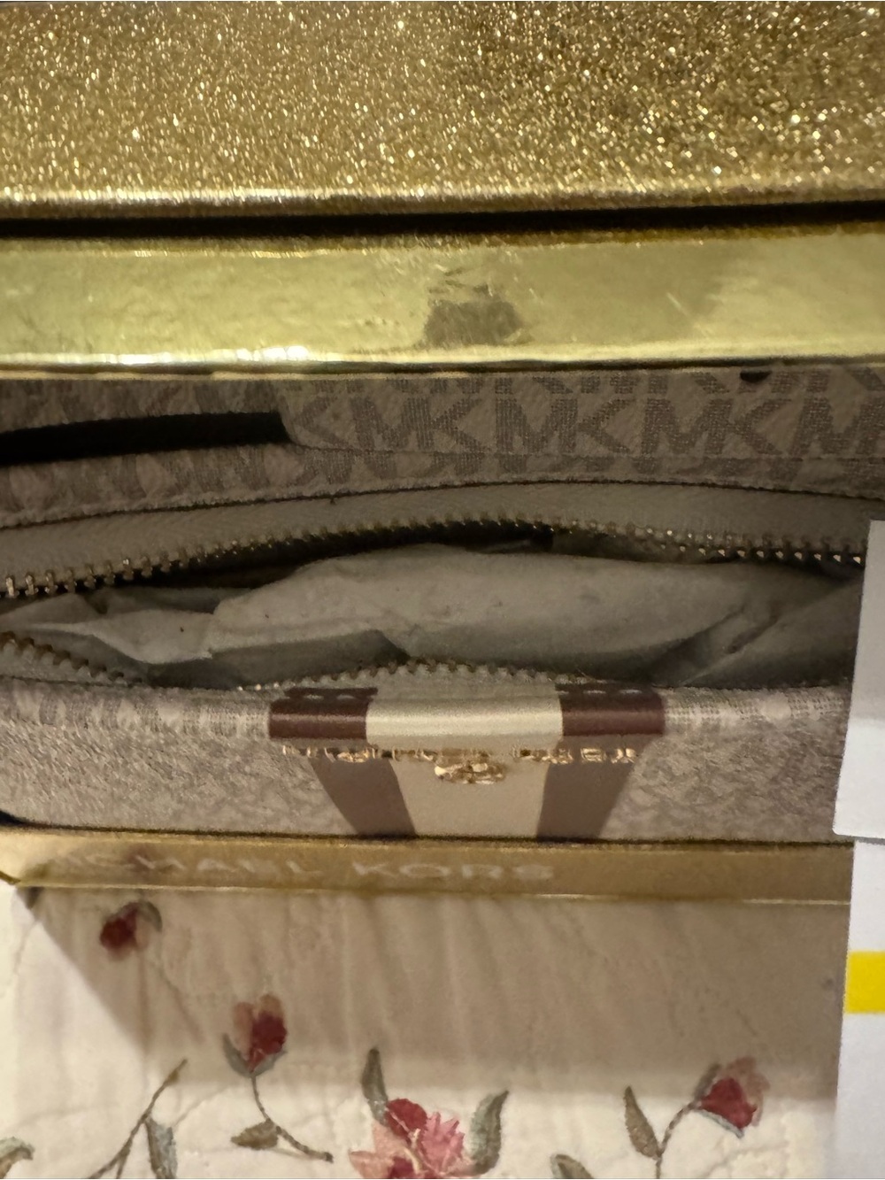 Michael Kors Beige Signature Belt Bag with Brown and Cream Stripe Gift Box - Picture 3 of 4